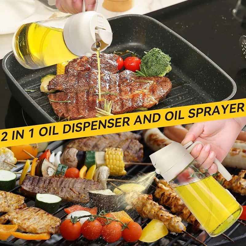 2 in1 Oil Spray Bottle Plastic Kitchen Barbecue